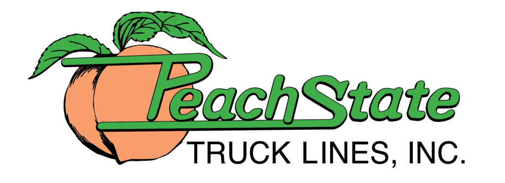 A green and red logo for the peach shop.