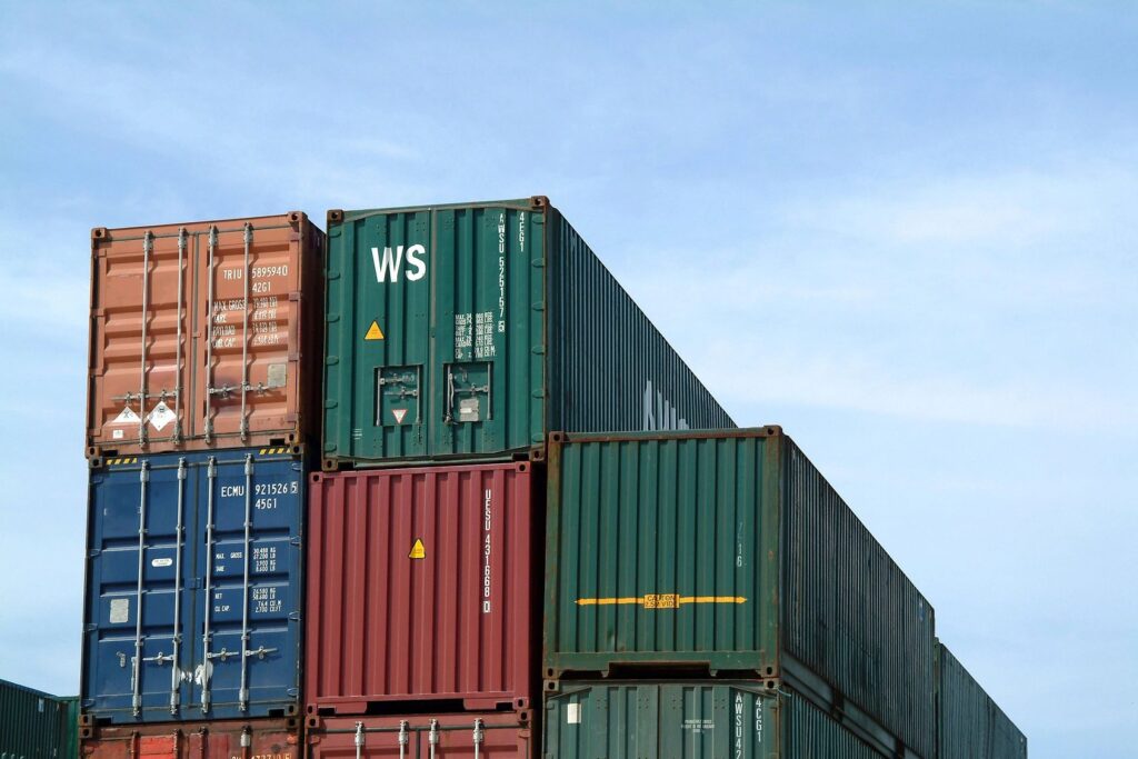 A stack of cargo containers on top of each other.